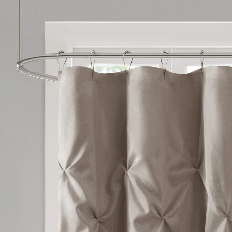 Madison Park Laurel Taupe Shower Curtain, Pieced Transitional Shower Curtains