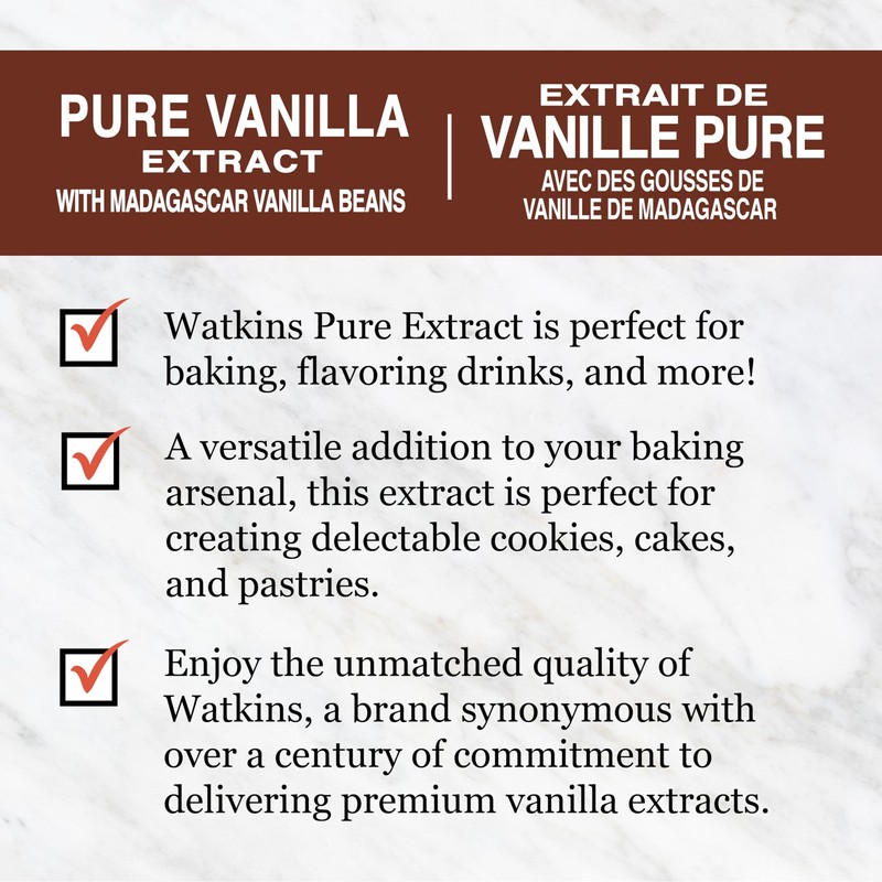 Watkins Pure Vanilla Extract, with Madagascar Vanilla Beans, Non-GMO, Kosher,