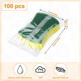 Ovveroche 100 Pcs Individually Wrapped Sponges,Uncompressed Non Scratch Scrouing Sponges for Household Cleaning Dishes Kitchen Airbnb Apartment Car Bike