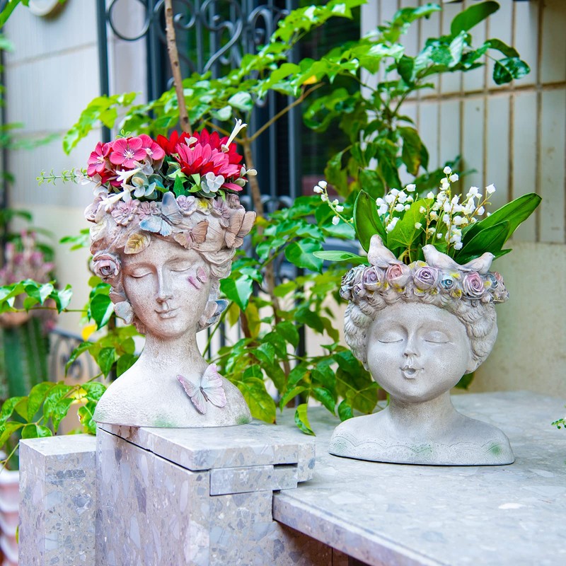 LC LCdecohome Face Flower Pot Head-Planters Succulent - 10 Inch