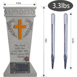 Cemetery Vases for Grave with Solar Light,Cross Flower Holder for Cemetery with Drain Stopper & Ground Spike,Grave Decorations for Cemetery Headstone Vase, Tokens of Sympathy for a Loved One's Passing