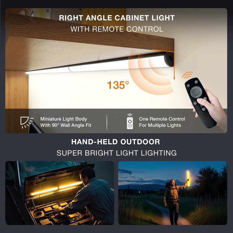 Under Cabinet Lighting Wireless with Remote,Rechargeable Battery Operated Closet Lights,3