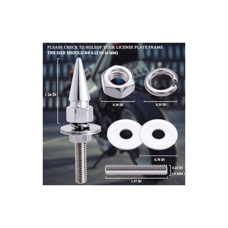 MEAJOO 4Pcs Spike License Plate Screw Fasteners Kit, Decorative Anti-Theft