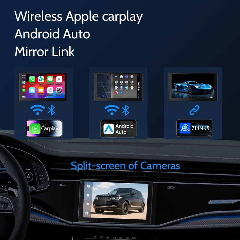 Haudio 7 Inch Double Din carplay Screen,with Wireless CarPlay and