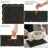 Stranthother Black and Gold Scalloped Leather Placemats Set of 6