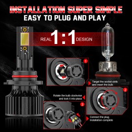CHUSYYRAY 4x 9005+H11 LED Headlight Combo Hi-Lo Beam Bulbs For Toyota Highlander 2014-2019