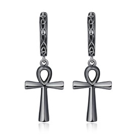 Celtic Hoop Earrings 925 Sterling Silver Black Earrings Sleeper Earrings Birthday Gifts for Men Women, Sterling Silver, oxidation