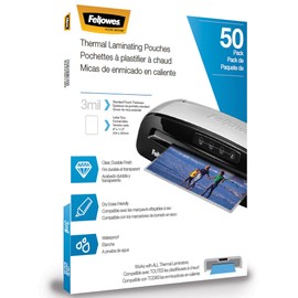 Fellowes Fellowes Thermal Laminating Pouches, Letter, 3 mil, 50 Pack (5744301), Clear