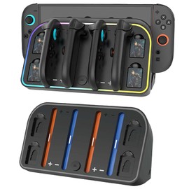 Switch 2 Joy-Con 2 Charging Stand, Tomistan Joy-Con 2 Controller, Magnetic Absorption Charging, Supports 4 Simultaneous Charging, JoyCon 2, Right/Left, Rapid Charging, Electric Appliance, LED Charging