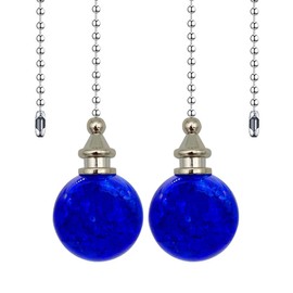Dotlite 2Pack Glass Ceiling Fan Pull Chain, 12 Inches Decorative Fan String Pulls Pendant Extension, 3mm Beaded Fan Lamp Chains Extender Ornament with Connector (Blue)