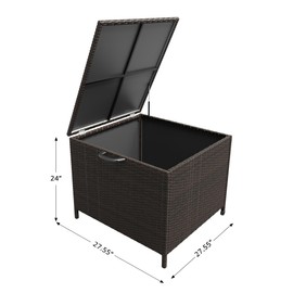80 Gallon Large Outdoor Deck Box with Wheels, PE Wicker Rattan Storage Bins with Lids,Patio Storage Box for Indoor,Outside Furniturefor Package Delivery, Patio Cushions, Gardening Tools, UV Resistant