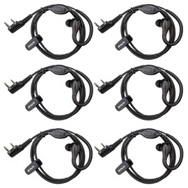 Retevis RT22 Walkie Talkie Earpiece with Mic, 2 Pin Earhook Earpiece, Security Headset Compatible with Retevis H-777 RT1 RT21 Baofeng UV-5R Arcshell AR-5 Two Way Radio (6 Pack)