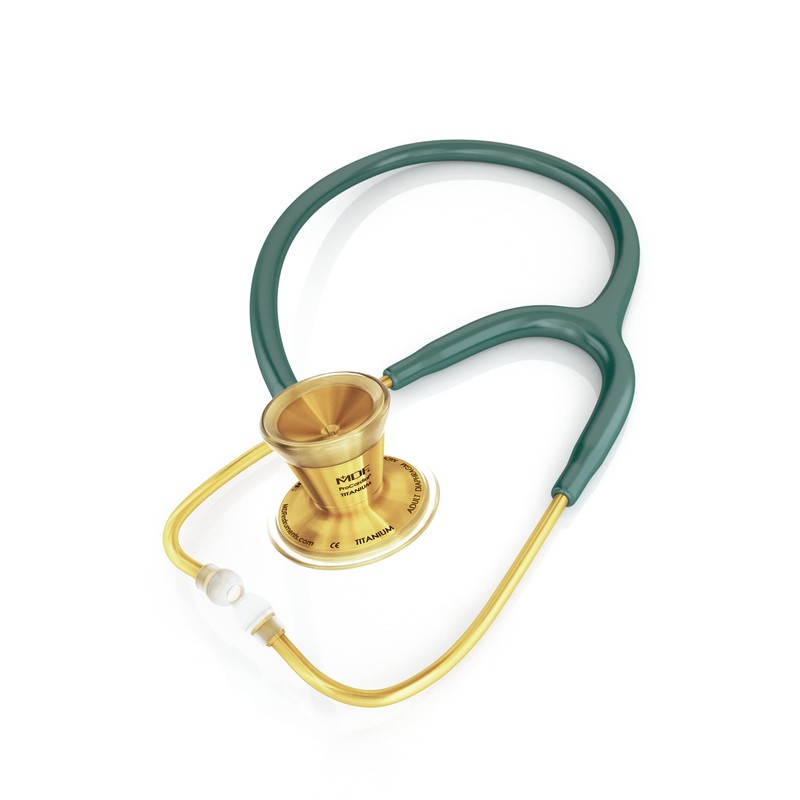 MDF Gold ProCardial Cardiology Stethoscope, Lightweight Titanium, Adult, Dual Head,