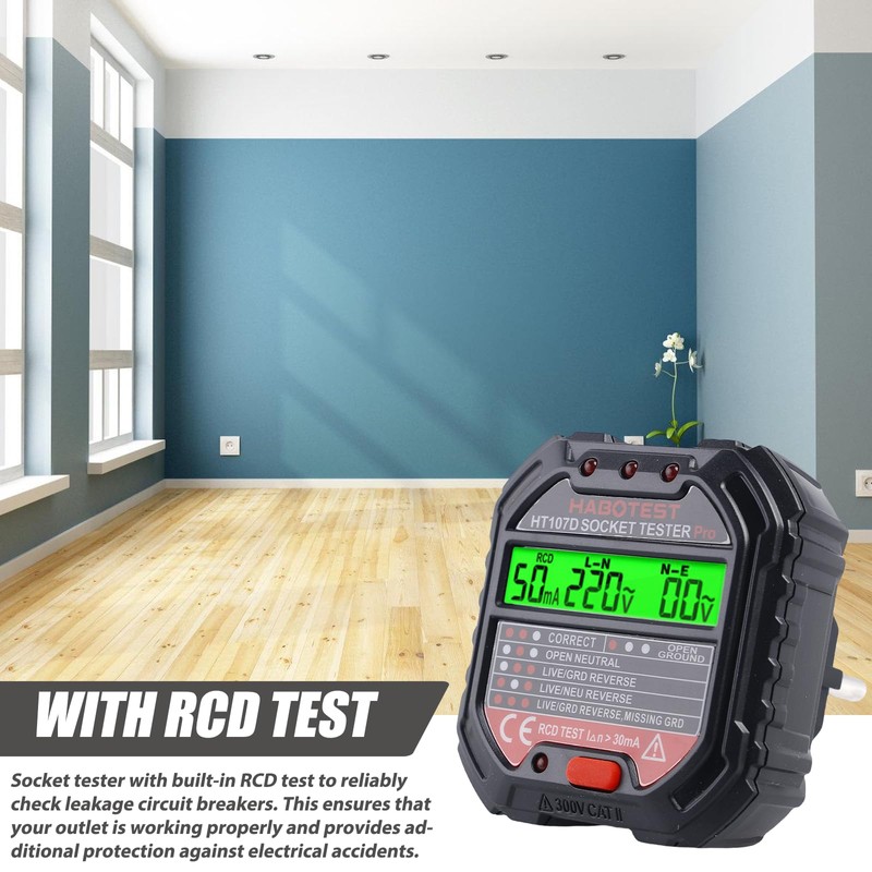 WIYETY Socket Tester with RCD Test: Socket Tester with LCD
