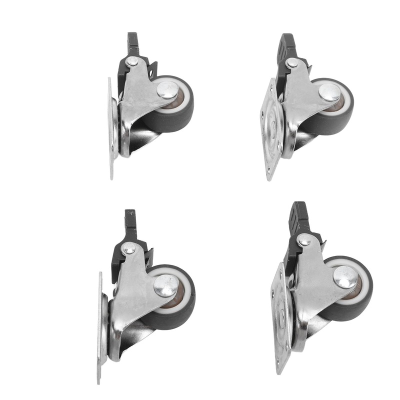 4Pcs Small Caster Wheels 1in Diameter Steel Rubber Rotating Locking