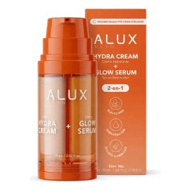 Crema Hidratante Facial con Sérum Iluminador 2 en 1 | Colágeno + Ácido Hialurónico | Brillo Natural Sin Maquillaje | Fórmula Vegana Cruelty-Free | ALU