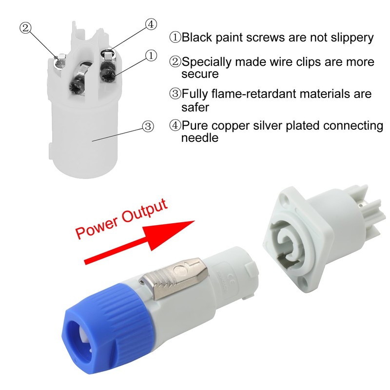 Greluma 3 Sets Powercon Connection Output, Suitable for Nac3fca Powercon