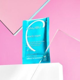 Malibu C Miracle Repair Hair Reconstructor with Cooling Menthol (12 Packets) - Nourishing Hair Repair Treatment for Weak, Damaged Strands - Scalp Invigorating Hair Care