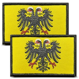 2 PCS Ancient Roman Empire Flag Patches for Jackets- Hook and Loop Roman Eagle Patch for Biker Clothing- Embroidered Sew on Decor Emblem for Vest Uniform Clothes Backpack Coats Jeans
