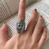 HAIXIAN Mulit Lines Wide Ring,Big Silver Plated Cocktail Party Ring,Large