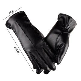 COACOM 1 Pair Black Women's Leather Gloves, Mittens, Women's Driving Gloves, Warm Touch Screen Gloves, Suitable for Outdoor Cycling, Walking and Shopping, black