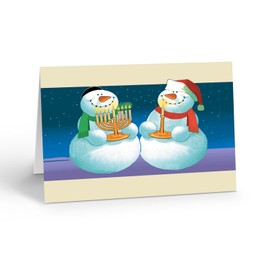Stonehouse Collection Hanukkah - Christmas Holiday Greeting Cards, Snowman Holiday Greeting Cards, Set of 12 Cards with Envelopes – Made in the USA (Standard)