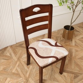 ZHILING Stretch Chair Seat Covers for Dining Room Set of 6, Elastic Dining Chair Seat Protector Cover Removable Washable Chair Slipcovers with Ties