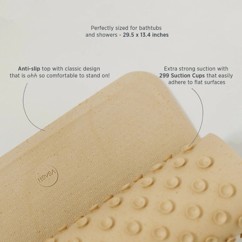 Hevea Upcycled Natural Rubber Bath Mat - Large, Sand