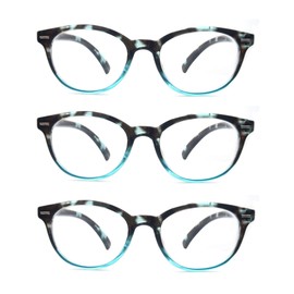 OLOMEE Reading Glasses Women Cute Small Round Readers +2.00 for Small Head/Petite Face,Blue Demi Lightweight Cheaters Reading Glasses w/Comfortable Spring Hinges 3 Pack