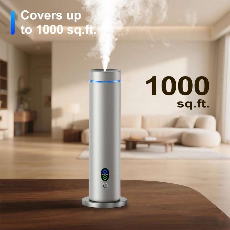 Waterless Diffuser, 1000 Sq.Ft Coverage, Essential Oil Diffuser with Tilt-Safe,