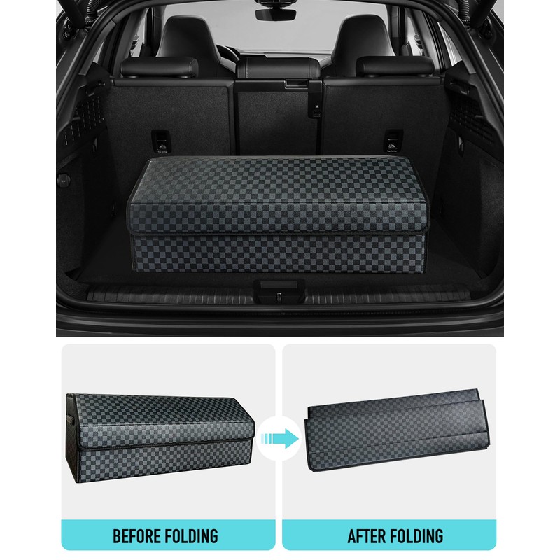 Fyzeoty Trunk Organizer for SUV - Leather Storage Box, Extra