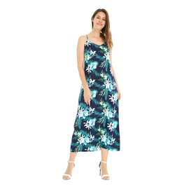 Vestido largo de estilo hawaiano para pareja o cariño con brisa de orquídea, Mujer Orchid Breeze Navy, XXL