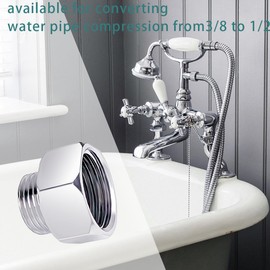 4 PCS Water Line Adapter, Pipe Fittings in 1/2" Female to 3/8" Male Reducer Adapter, Faucet Supply Hose Adapter, Compression Fitting for Kitchen Bathroom Faucet, Pipe Connector with Rubber Washer