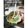 Green Leaf Spoon Rest, Ceramic Utensil Holder for Stove Top