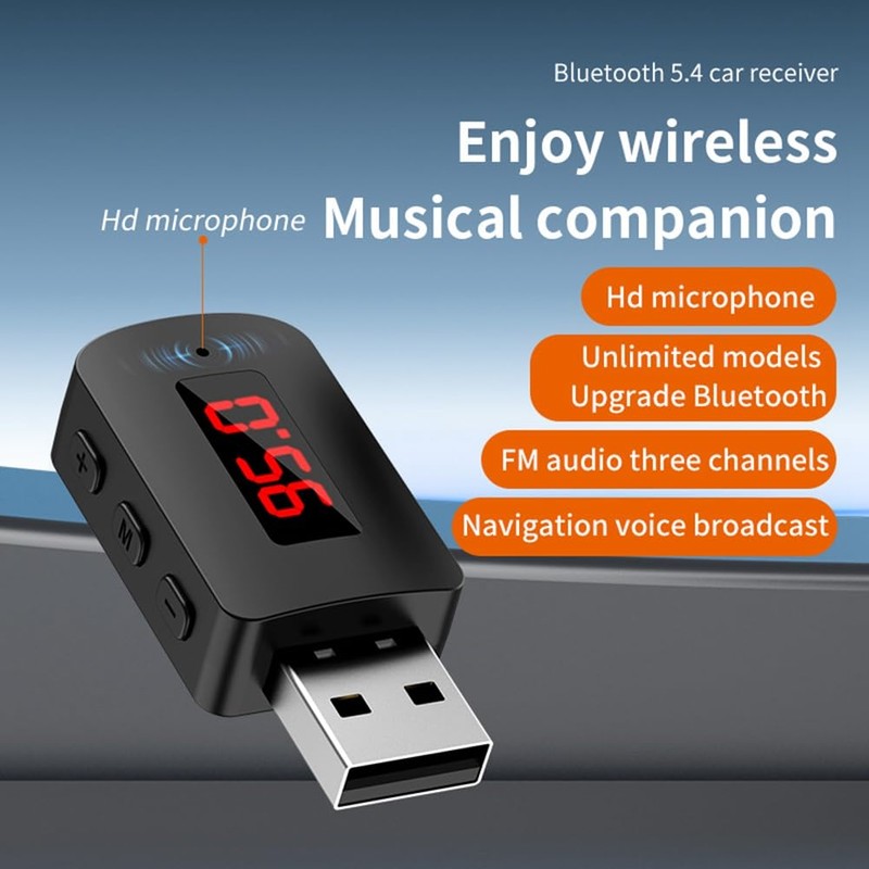 Daiilg Car Bluetooth 5.4 Aadapter FM USB Transmitter Receiver Handsfree
