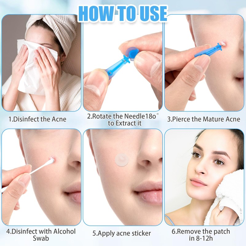 Acne Needle Tool, 60Pcs Disposable Pimple Needles & 72 Dots
