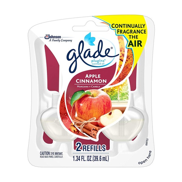 Glade Plugins Scented Oil, 1.34 fl. oz, 2Count. (Apple Cinnamon, Pack of 3)