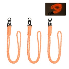 YELARXI Paracord Lanyard, 550 Keychain Lanyard Heavy Duty Necklace Keychain Braided Wrist Strap for Men Women Outdoor Activity Survival Key Whistle Rope ID Badge (3 Pack, Luminous Orange)