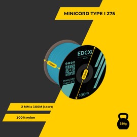 EdcX 2 mm Nylon Paracord 275 (15, 30, 50 and 100 m)– 100% Nylon rope, 3-Strand cord, Nylon cord 2 mm in Many Colours (Ice Mint, 100 m)