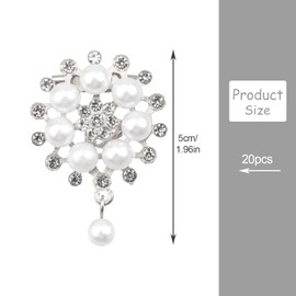 Rumyve Premium Pearl and Rhinestone Embellishments - 20 Pieces, Ideal for Fashion and Crafts DIY Jewelry to Make Clothes and Wedding(Silver)