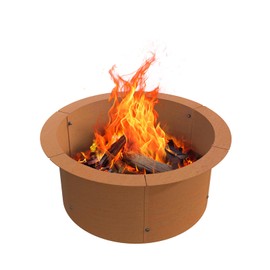 GJWCVL Fire Pit Ring Outdoor Wood Burning Fire Pit Liner 27.5 Inch Camping Fire Ring Corten Steel Firepit Ring Heavy Duty Campfire Ring Above or In-Ground for Bonfire Outdoor Backyard