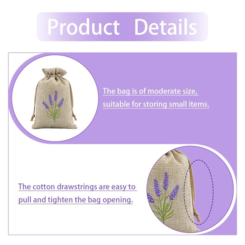 Lavender Bags Empty 10 Pack - Natural Drawstring Sachets for
