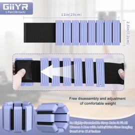 Giiyr Ankle Weights for Women Men,Adjustable Wrist Weights Set of 2(1lb Each),Wearable leg weights/arm weights，Wrist & Ankle Weights Bracelet for Yoga,Pilates,Running, Fitness,Physical Therapy (Blue)