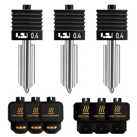 HIKUDIY 3PCS 0.4mm Hardened Steel Integrated Hotend Nozzle Compatible with Bambu Lab X2D P2S H2S H2D, All-Metal Quick Swap Print Head, High Precision Detail Printing, Includes 6 Silicone Socks