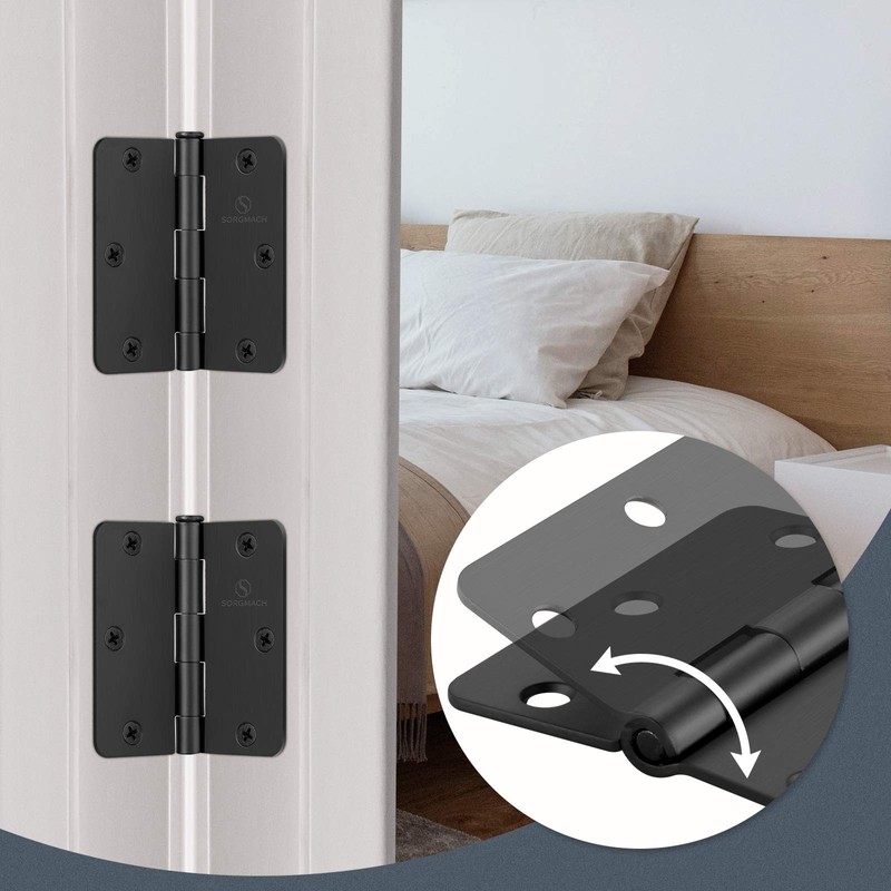 SORGMACH Door Hinges 3 1/2 Inch Matte Black 3.5 Inch
