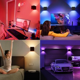 SURPALIG RGB Wall Sconces Set of 2, LED Lights for Room Decor 16 Colors, 6000mAh Battery Operated Wall Sconce, Rechargeable Remote Control Dimmable Cordless Wall Lights for Bedroom Living Room
