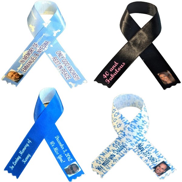 Personalized Ribbon Bow with Optional Pin for Memorial Funeral Awareness