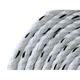 Pelican Rope Poly Dacron Rope (1/2 inch) – Twisted 3 Strand Composite Line with Polypropylene Core - Moisture, Chemical & Abrasion Resistant - Marine, Arborist, Commercial (Black Tracer - 100 feet)