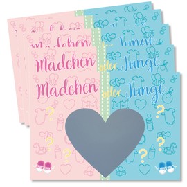 Announce Gender - Girl or Boy - Girl or Boy - Scratch Card Scratch Card Pregnancy Baby Gender Surprise Gender Heart Reveal (Girl)