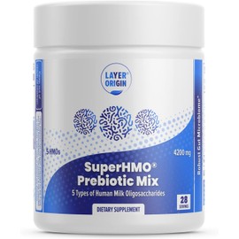 Layer Origin SuperHMO Prebiotic Mix with 5 HMOs for Gut, Digestion, Brain Health - Powder, 28 Servings